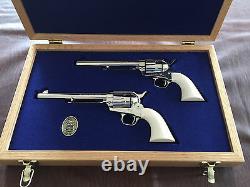Custom Wood Walnut Double Pistol Display Case For Colt 1911, Python, Saa