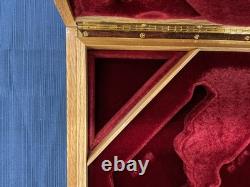 Custom Wooden Display Case For 4 Revolvers Maroon Velvet Lined