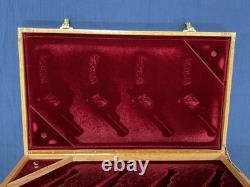 Custom Wooden Display Case For 4 Revolvers Maroon Velvet Lined