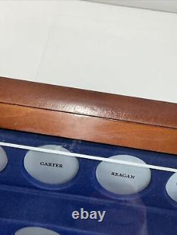 DANBURY MINT U. S. Presidential SILVER Commemoratives Proof Set Wood DISPLAY CASE