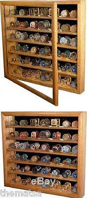 Deluxe Challenge Coin Collector Wall Hanging Solid Oak Wood Display Case