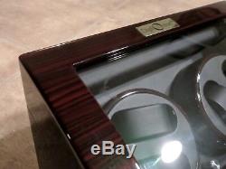 DIPLOMAT Dark Cherry Quad 4 Watch Winder Lockable Display Box + 5 Case DEFECT