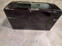 DIPLOMAT Dark Cherry Quad 4 Watch Winder Lockable Display Box + 5 Case DEFECT