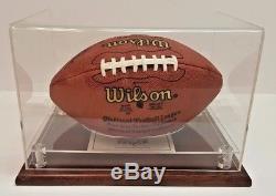 Dan Marino Autographed NFL Football COA, Wood Base Display Case Miami Dolphins