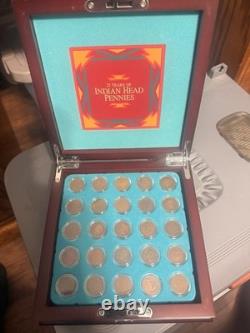 Danbury Mint 25 Years of Indian Head Pennies Wood Display Case Complete Set