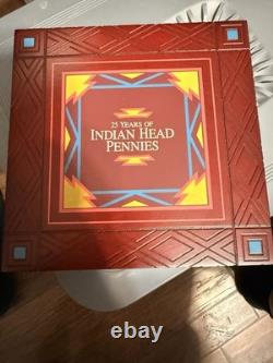 Danbury Mint 25 Years of Indian Head Pennies Wood Display Case Complete Set