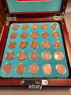 Danbury Mint 25 Years of Indian Head Pennies Wood Display Case Complete Set