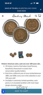 Danbury Mint 25 Years of Indian Head Pennies Wood Display Case Complete Set