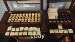 Danbury Mint Super Bowl Flip Coin Collection in solid wood display case