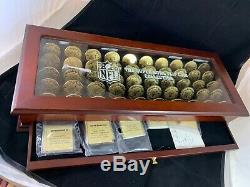 Danbury Mint Super Bowl Flip Coin Collection in solid wood display case