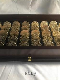 Danbury Mint Super Bowl Flip Coin Collection in solid wood display case