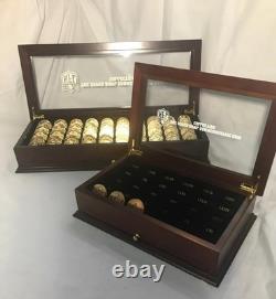 Danbury Mint Super Bowl Flip Coin Collection in solid wood display case
