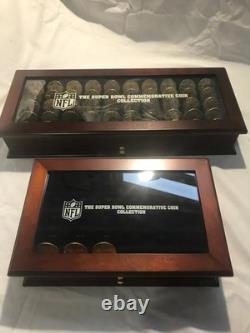 Danbury Mint Super Bowl Flip Coin Collection in solid wood display case