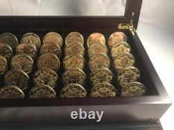 Danbury Mint Super Bowl Flip Coin Collection in solid wood display case