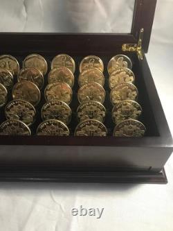 Danbury Mint Super Bowl Flip Coin Collection in solid wood display case