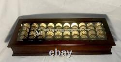 Danbury Mint Super Bowl Flip Coin Collection in solid wood display case