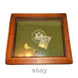 Danbury Mint US State Quarters Wood Display Case, w Storage Drawer & 2 Keys