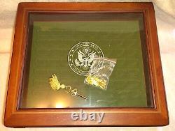 Danbury Mint US State Quarters Wood Display Case, w Storage Drawer & 2 Keys