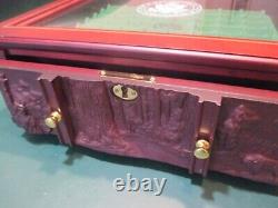 Danbury Mint US State Quarters Wood Display Case, w Storage Drawer & 2 Keys