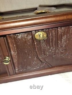 Danbury Mint US State Quarters Wood Display Case, w Storage Drawer & 2 Keys