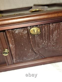 Danbury Mint US State Quarters Wood Display Case, w Storage Drawer & 2 Keys