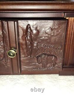 Danbury Mint US State Quarters Wood Display Case, w Storage Drawer & 2 Keys
