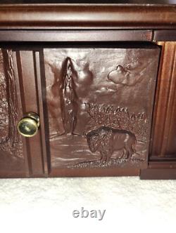 Danbury Mint US State Quarters Wood Display Case, w Storage Drawer & 2 Keys