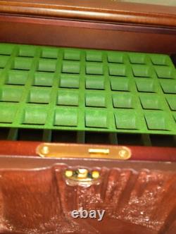 Danbury Mint US State Quarters Wood Display Case, w Storage Drawer & 2 Keys