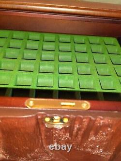 Danbury Mint US State Quarters Wood Display Case, w Storage Drawer & 2 Keys