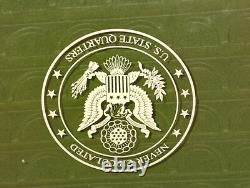 Danbury Mint US State Quarters Wood Display Case, w Storage Drawer & 2 Keys