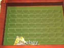 Danbury Mint US State Quarters Wood Display Case, w Storage Drawer & 2 Keys