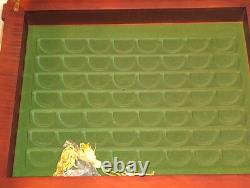 Danbury Mint US State Quarters Wood Display Case, w Storage Drawer & 2 Keys