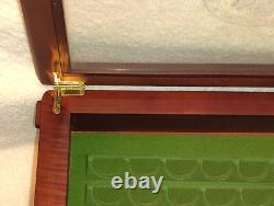 Danbury Mint US State Quarters Wood Display Case, w Storage Drawer & 2 Keys