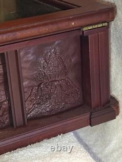 Danbury Mint US State Quarters Wood Display Case, w Storage Drawer & 2 Keys