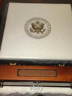 Danbury Mint, Uncirculated Statehood Innovation Dollars Wood Display Case, & Key