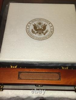 Danbury Mint, Uncirculated Statehood Innovation Dollars Wood Display Case, & Key