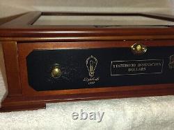 Danbury Mint, Uncirculated Statehood Innovation Dollars Wood Display Case, & Key