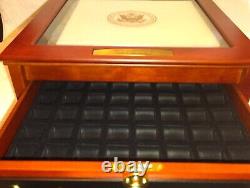 Danbury Mint, Uncirculated Statehood Innovation Dollars Wood Display Case, & Key