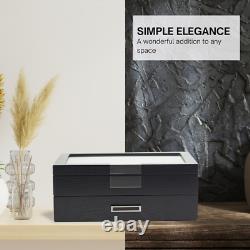 DecoreBay Modern Black wood Cufflink Case Ring and Jewelry Box
