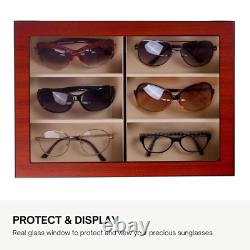 Decorebay Rose wood Eyeglass Sunglass Glasses Display Case Organizer Gift New