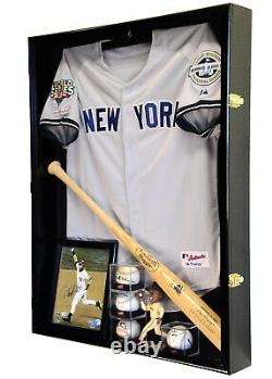 Deep Sports Jersey Shadow Box Display Case Cabinet Baseball Bat Balls Trophies