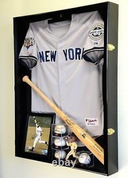 Deep Sports Jersey Shadow Box Display Case Cabinet Baseball Bat Balls Trophies