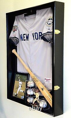 Deep Sports Jersey Shadow Box Display Case Cabinet Baseball Bat Balls Trophies