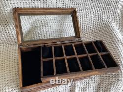 Deferichs Watch Box showcase 12 slots & drawer solid wood walnut stained