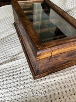 Deferichs Watch Box showcase 12 slots & drawer solid wood walnut stained