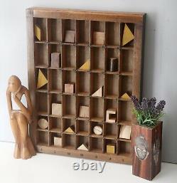 Delightful Small Printers Tray Artwork Display Case Full of Vinatge Wood Blacks