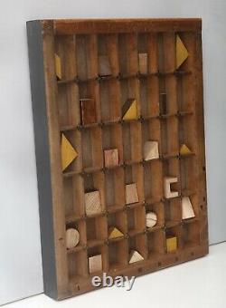 Delightful Small Printers Tray Artwork Display Case Full of Vinatge Wood Blacks