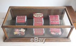 Dentyne Gum Display Case Wood Oak Antique Rear glass Store counter Packaging