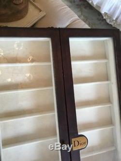 Designer Christian Dior Wood Glass Vtg Display Case Jewelry Store ties watches