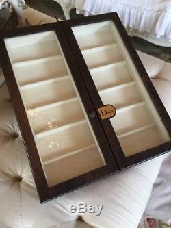 Designer Christian Dior Wood Glass Vtg Display Case Jewelry Store ties watches